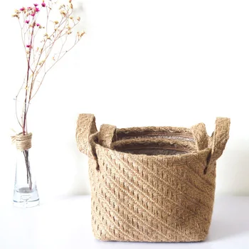

Storage Basket Linen Cotton Flower Basket Environmentally Safe New Quality