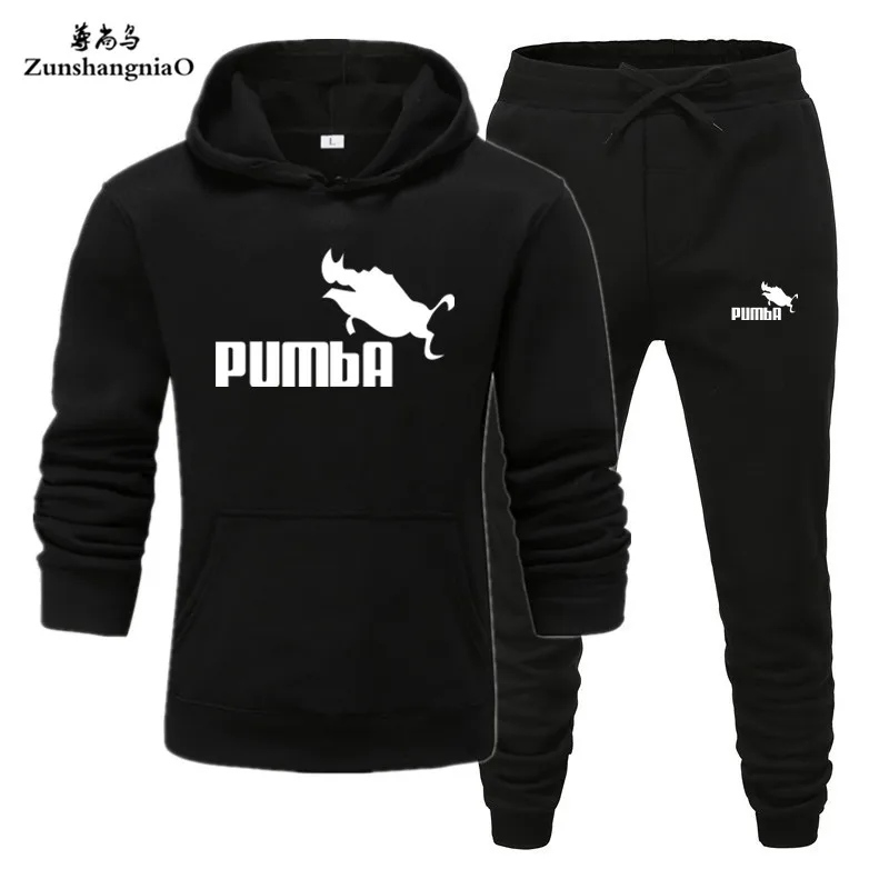 Брендовый спортивный костюм Pumba, Мужские Термо спортивные комплекты, флисовая плотная толстовка с капюшоном+ штаны, спортивный костюм, повседневные толстовки, спортивный костюм - Цвет: H-H