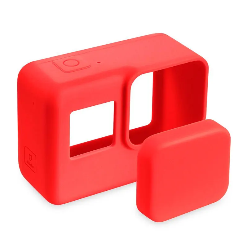 Аксессуары для Go Pro, чехол для экшн-камеры, защитный силиконовый чехол+ Крышка для объектива GoPro Hero 5 6 7 Black Hero camera - Цвет: 1 Set Red