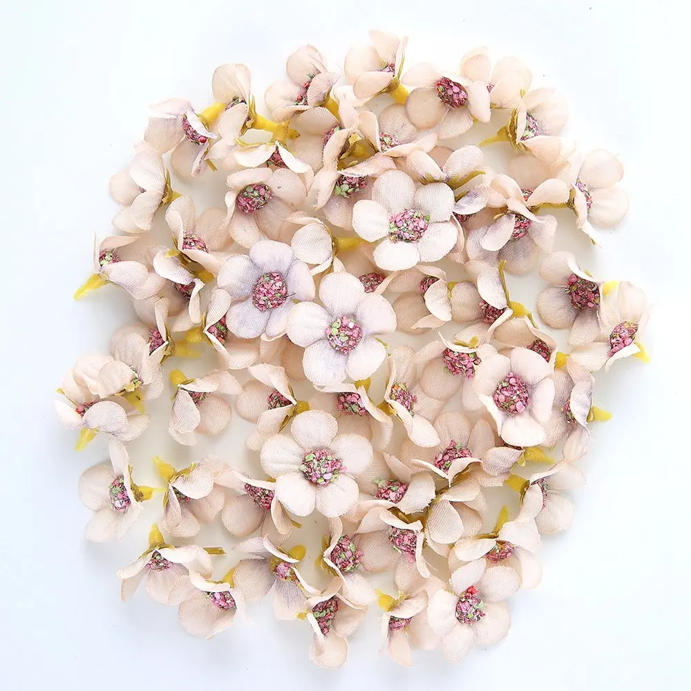100Pcs Mini Silk Daisy Flower Heads for Crafts and Decorations