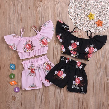 

Girl Clothes Set Baby Summer Clothes Toddler Baby Kid Clothes Flowers Top+ Pant 2pcs Children Clothes