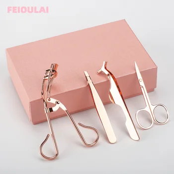 

FEIOULAI 4-piece set Professional Make Up Tweezers Eyelash Clip False Lashes Planting Grafting Eyelashes Makeup Tool Maquillaje
