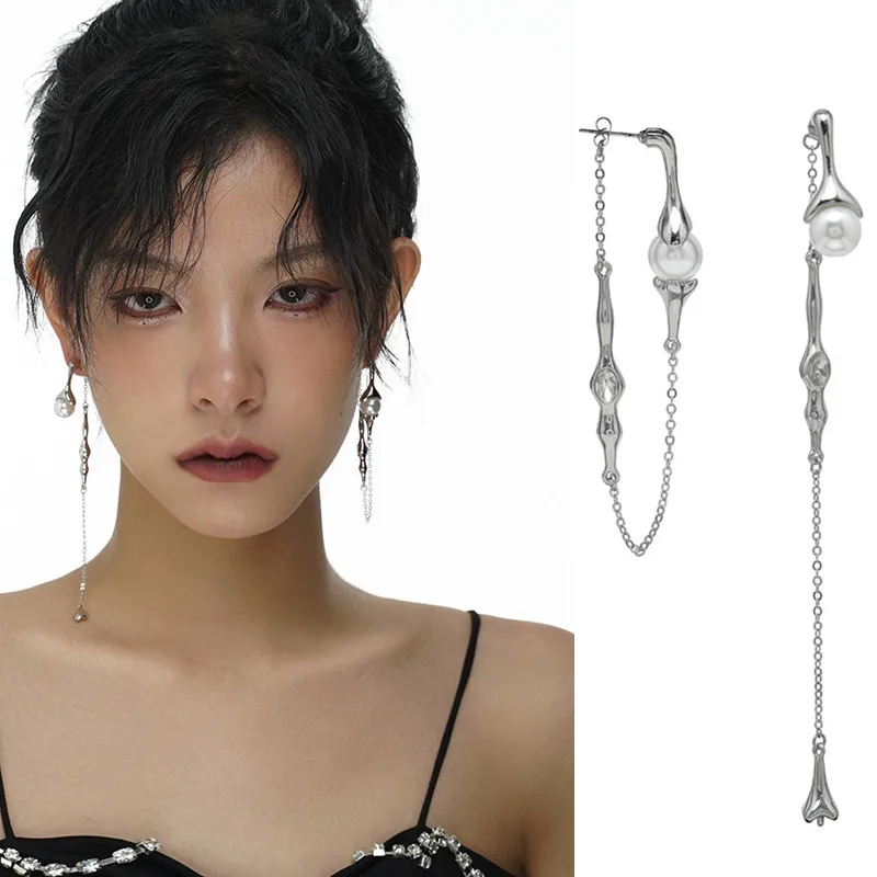 Dangle Earrings Pearl Earrings Drop Earrings Long Earrings Crystal Tassel Earrings Punk Long Tassels Pearl Drop For Women Personality Hyperbole Jewelry Gift