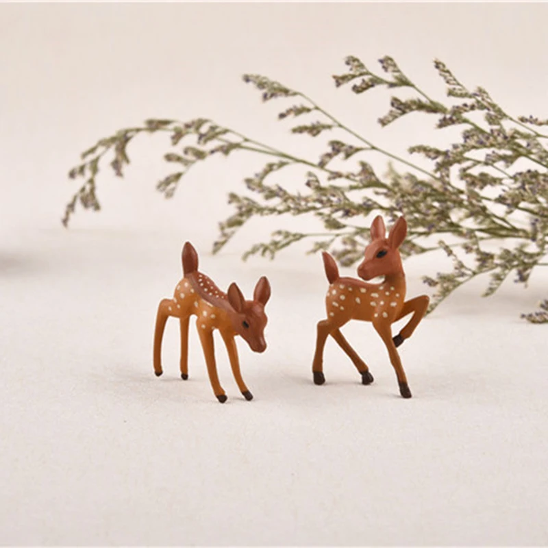 2pcs/Lot Artificial Sika Deer Giraffe Fairy Garden Miniatures Home Decoration 