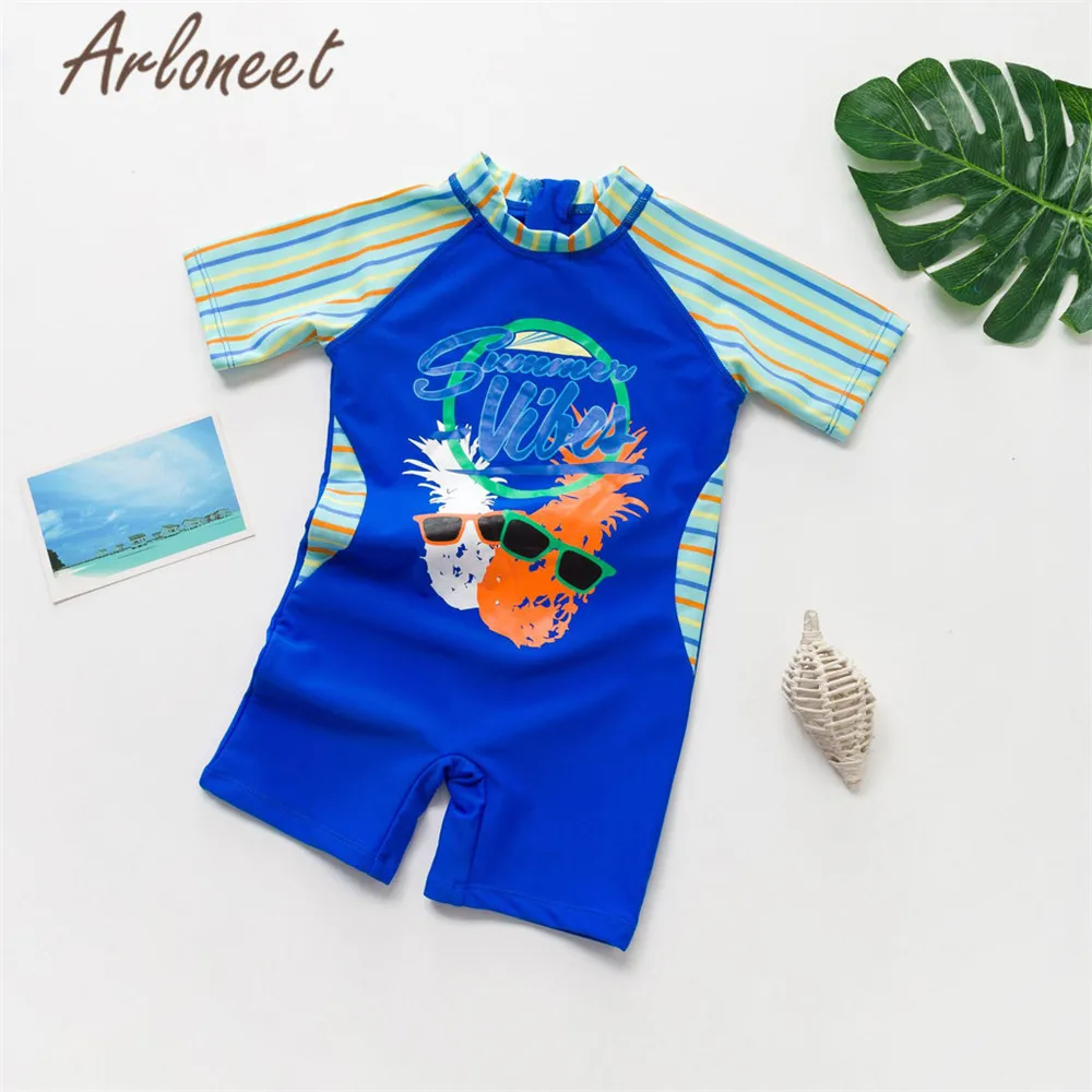 ARLONEET/Одежда для купания для маленьких мальчиков и девочек; Цельный купальник с рисунком; купальный костюм; детский купальник с надписью; комбинезон унисекс для маленьких девочек