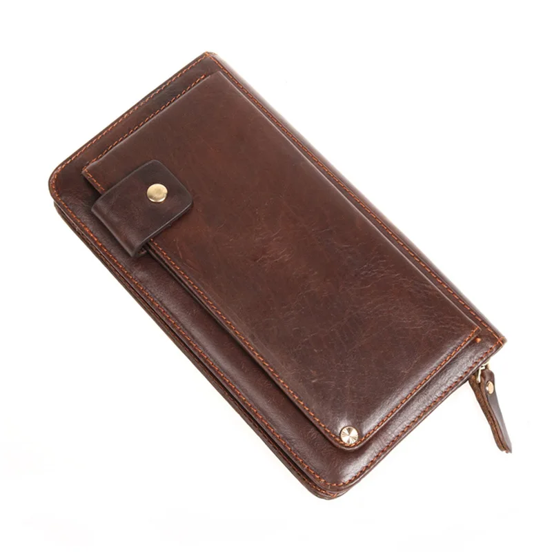 

Hot Selling Full-grain Leather Men Clutch Bag Business Long Genuine Leather Men's Handbag Card Bit More Leather Wallet
