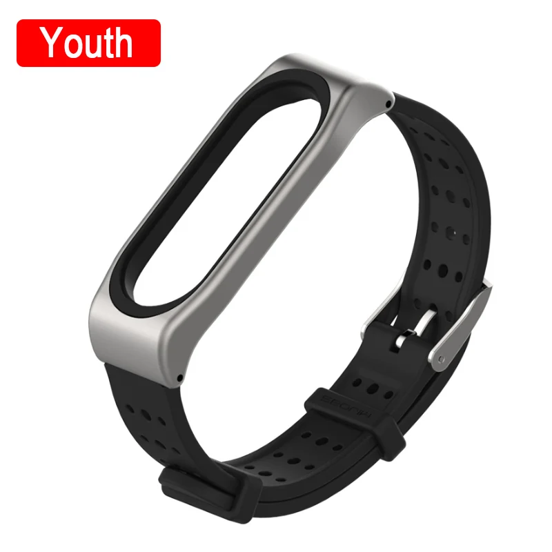 Youth Silver-black Mi jobs металлический ремешок для mi Band 4 ремешок Безвинтовой браслет из нержавеющей стали для Xiaomi mi ремешок 4 Металлический сменный ремешок - Цвет: Youth Silver-black