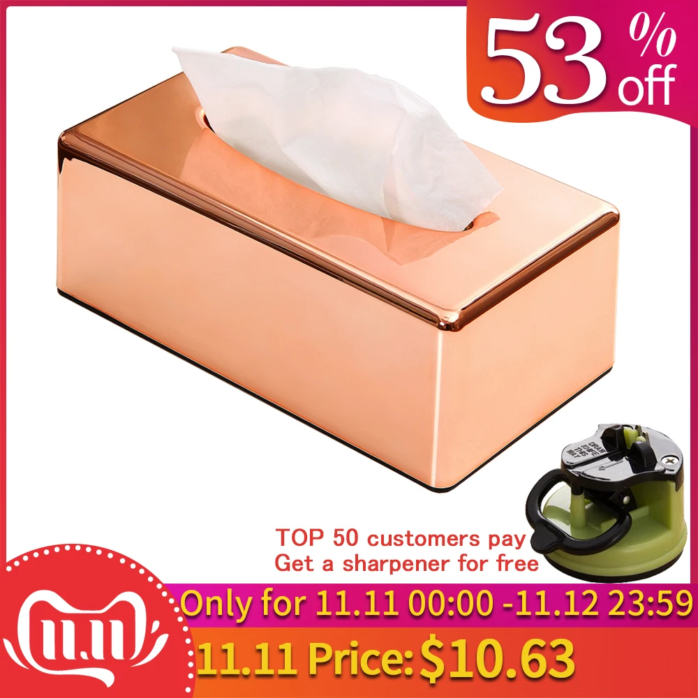 Online Papier Rack Elegante Royal Rose Gold Auto Hause Rechteck Geformt Tissue Box Container Handtuch Serviette Tissue Halter