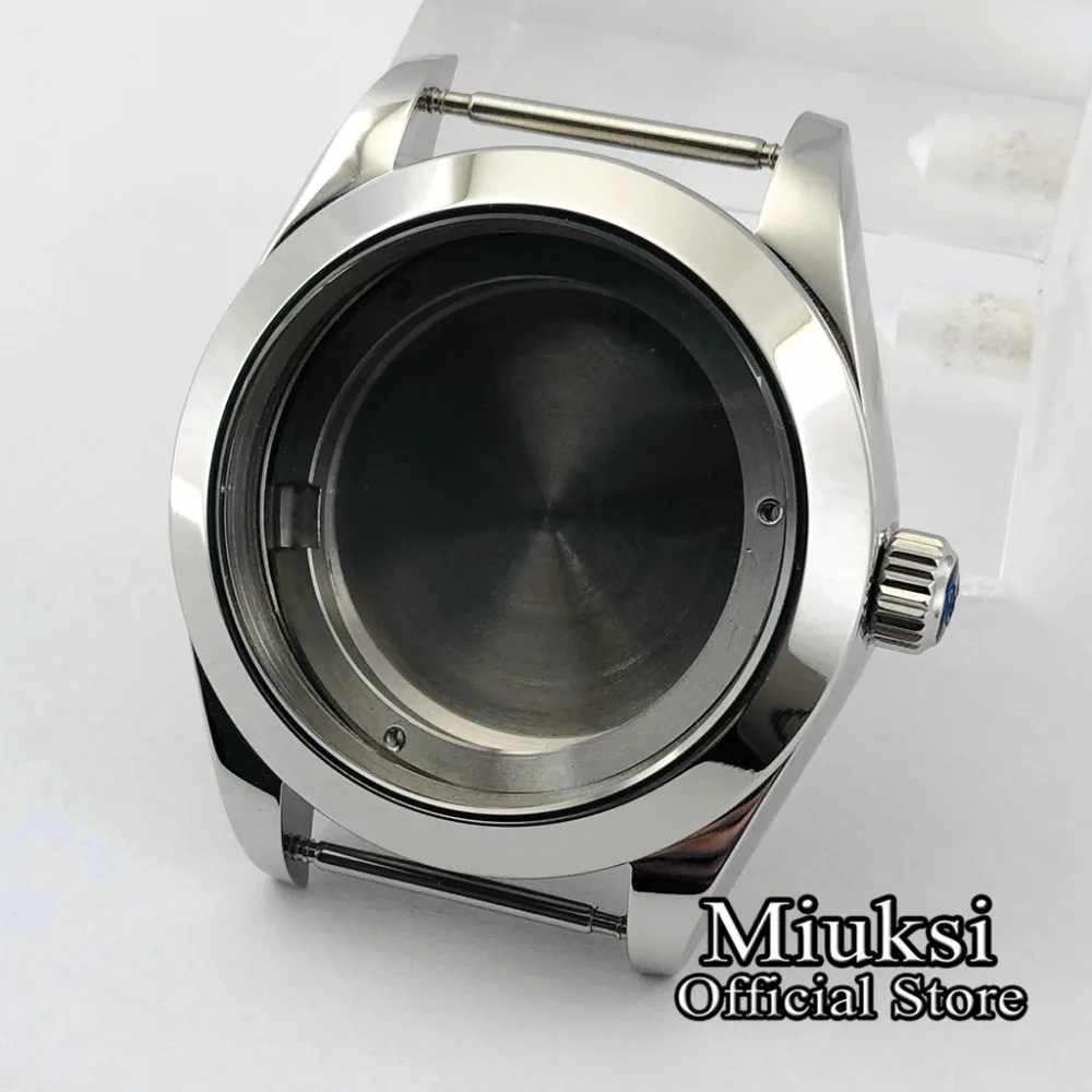 Miuksi 40 мм сапфировое стекло Серебро Сталь stainlessl чехол для часов fit ETA 2836, DG2813/3804, механизм Miyota 8215