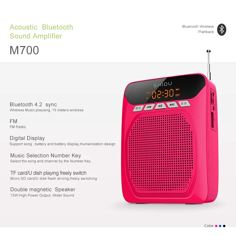 Портативный Bluetooth голосовой усилитель проводной микрофон большая мощность