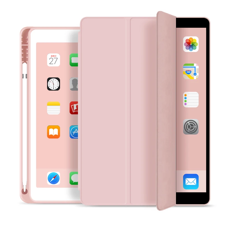 50 шт. для нового iPad Air 3 10,5 дюйма чехол с карандашом ZVRUA тонкий трехслойный смарт-чехол из искусственной кожи с функцией пробуждения сна - Цвет: Pink