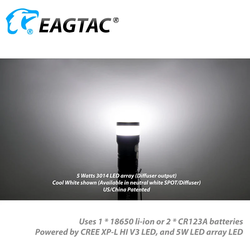 EAGTAC PX30LC2-DR диффузор XPL HI светодиодный 1760 лм USB Перезаряжаемый Фонарик Nichia 219C 18650 в комплекте CR123A Кемпинг чтение