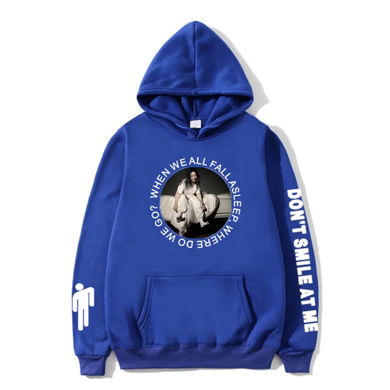 22Royal blue Новинка года, толстовка с капюшоном Billie Eilish, модные толстовки с принтом для женщин и мужчин, толстовки с длинными рукавами, лидер продаж, Повседневная Уличная одежда Sudadera Hombre - Цвет: 22Royal blue