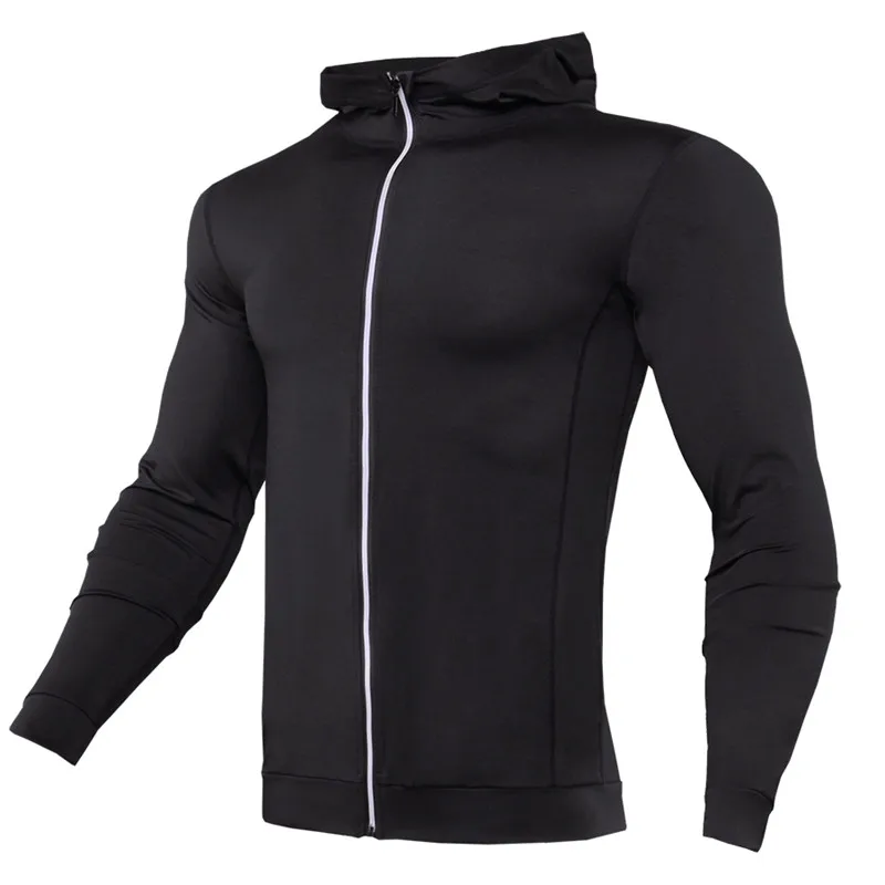 Hooded Mens Running Jacket Zipper hoodie Bodybuilding Gym Clothing