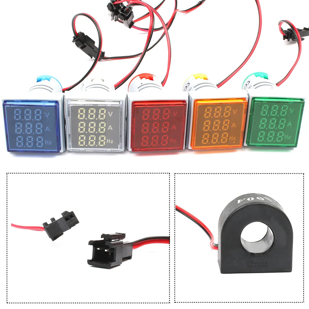 Цифровой 3in1 22 мм Напряжение индикатор вольтметр-Амперметр AC Гц ток светодиодный метр тестер сигнальных огней AC 60-500 в красочный