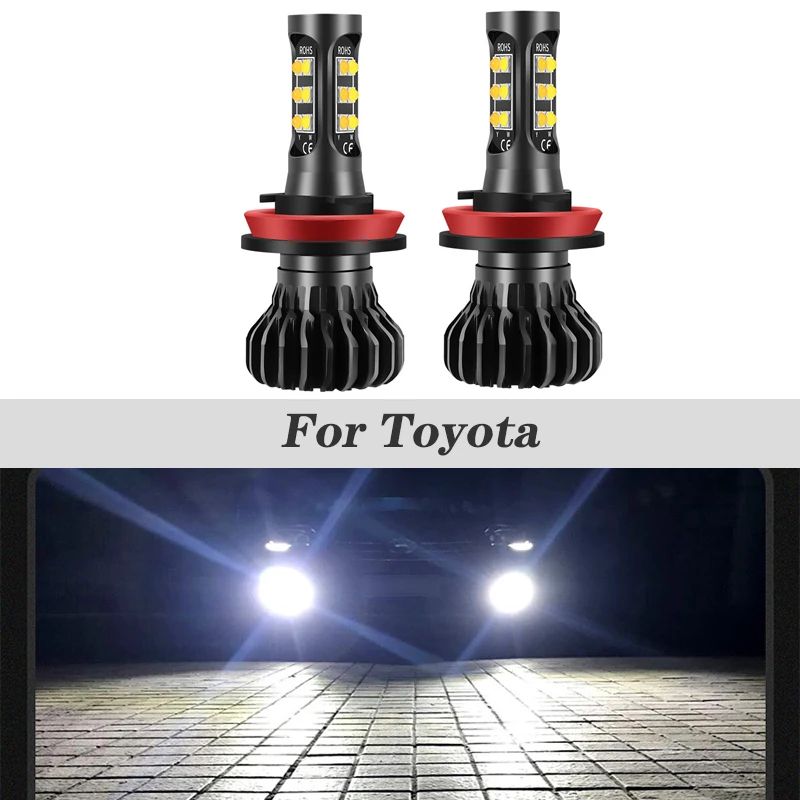 2pcs Dual Color Car Led H8 H11 Light Bulb Fog Driving Lamp Lights For Toyota Prius Camry 2007-2014 Corolla 2011-2014 | Автомобили и