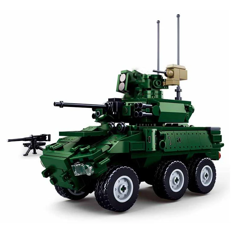 Мировая война Военная серия Франция 6 × 6 колесная разведка модель бронированного автомобиля солдатики фигурки строительные блоки игрушки