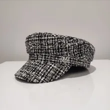 Новая осенне-зимняя клетчатая военная шляпа с буквенным принтом «M», женские военные мужские армейские кепки, женский берет в клетку, восьмиугольная шляпа, Женская
