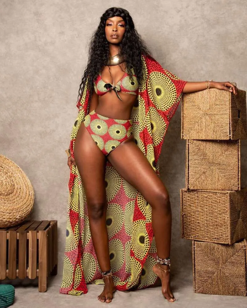 Ensemble maillot de bain 3 pièces Dashiki africain 50