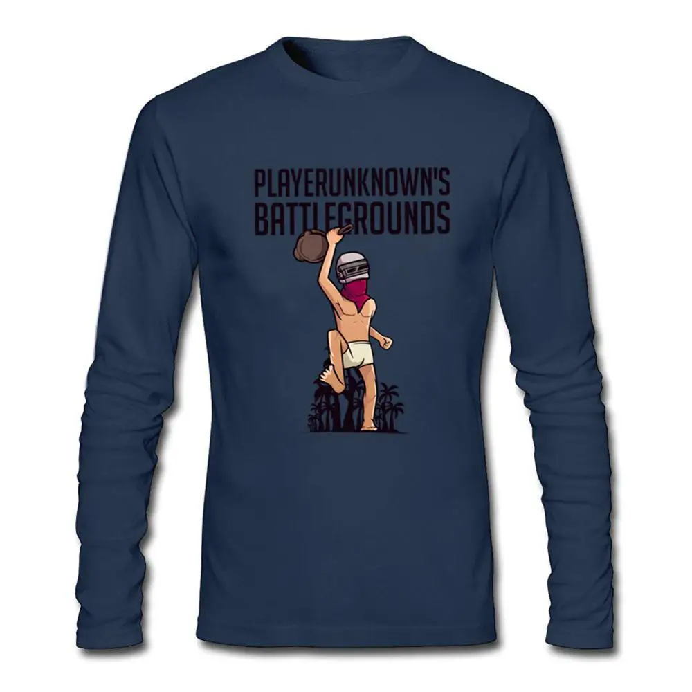 Замечательные Playerunknown's Battlegrounds Pubg футболки мужские camiseta с круглым вырезом и длинным рукавом футболки топы забавные уличные подростковые футболки - Цвет: Тёмно-синий
