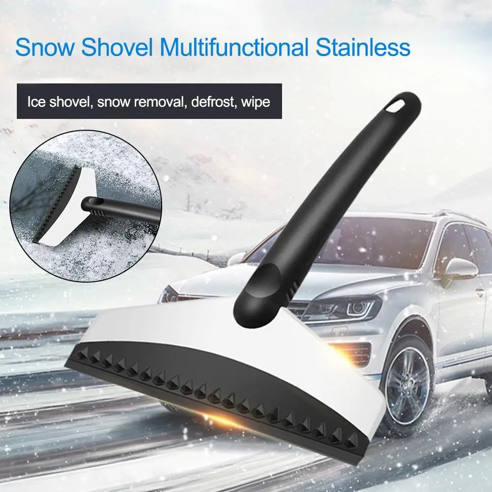 

Car Multi-functional Ice Scraper Cleaning Tool Snow Shovel With ABS Stainless Steel Pusher Universal For Car Truck SUV Trailer