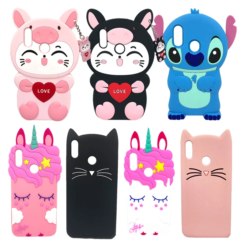 For Huawei Y7 2019 Case Soft Silicone For Huawei Y7 Prime 2019 3D Stitch Cat Cartoon Case Cover For Huawei Y 7 2019 Phone Bags