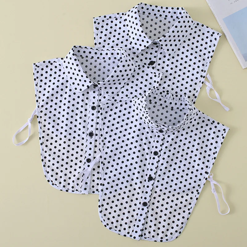 

Women Cotton Fake Collar Shirt Polka Dots Kraagje Nep Cravats False Collar Necktie Female Lapel Blouse Detachable Collars