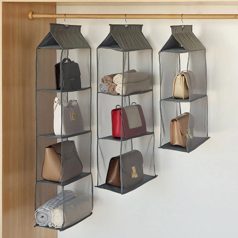 Foldable Hanging Pouch 8 Tier Folding Rack Bag Wallet Handbag Storage Bag  Door Clutter Pocket Hanger Storage Wardrobe Hanger