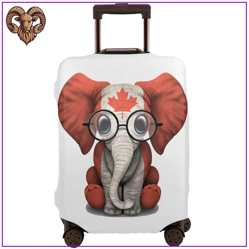 travel accessories Protector Luggage Cover Baby Elephant With Glasses And Canadian Flag New design DIY tag packing bag | Багаж и сумки