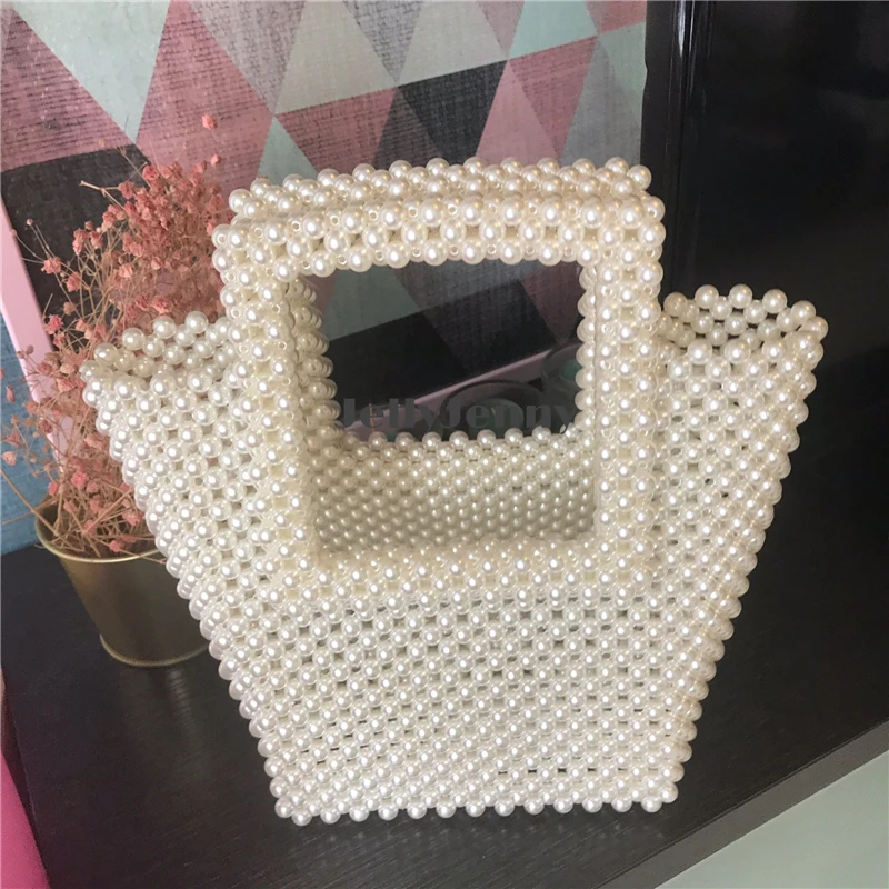 Fashion Imitation Pearls For Women/Girls INS Handmade Big Handbag Elegant Party Birthday Gifts