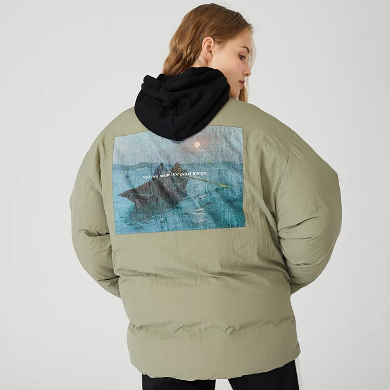Down Jacket Men Parka Picture Print Jacket Men Hip Hop Windbreaker Streetwear Casual Fashion Thick Jacket Coat Warm Outwear