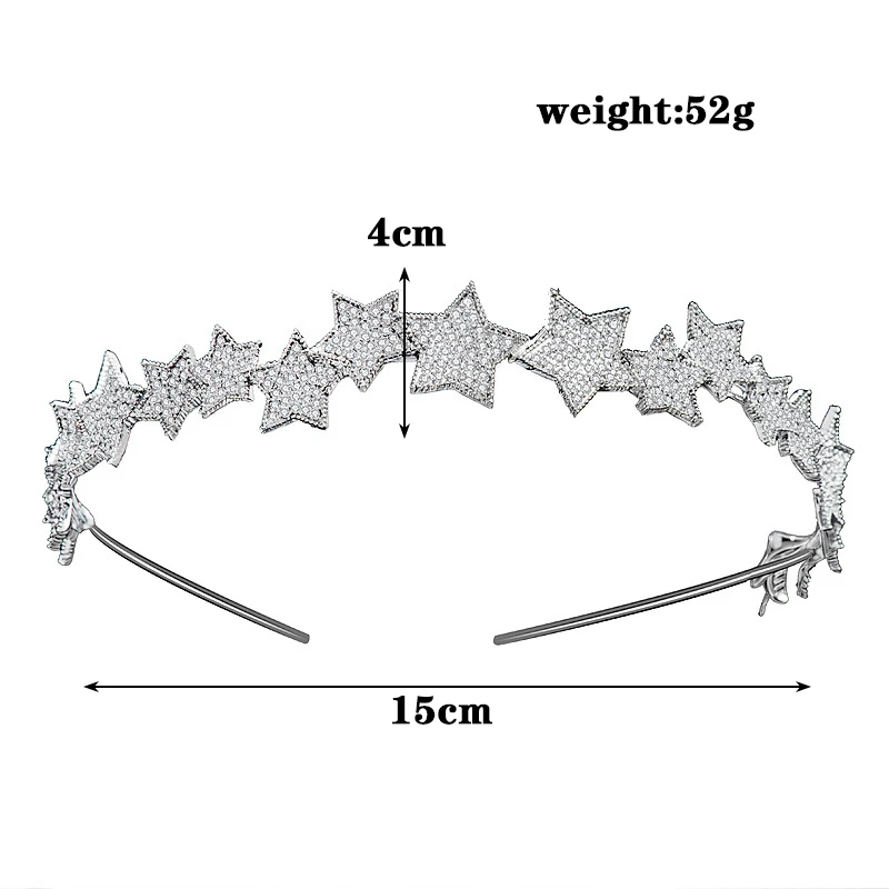 Корейская мода Серебряные звезды невесты оголовье Корона Свадебные аксессуары для волос женские головные уборы ручной работы водная дрель обруч