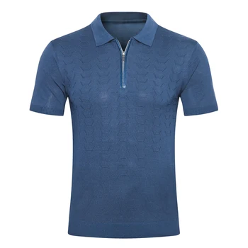 

Billionaire polo shirt silk snakeskin men Short sleeve shirt 2020 summer new Thin fashion zipper Business high quality M-5XL