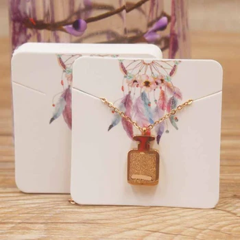 

100pcs Earring Card Holder Blank Kraft Paper Tags for DIY Ear Studs Necklace Jewelry Display White