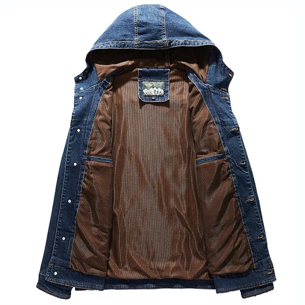 Уличная одежда в стиле хип-хоп; сезон осень-зима; Повседневная однотонная джинсовая куртка с капюшоном и отложным воротником; пальто; jaqueta masculino chaqueta hombre