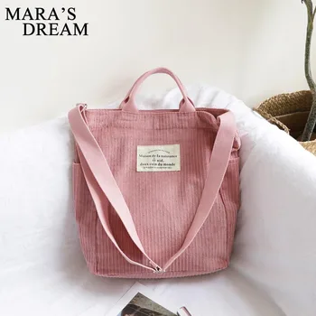 

Women Corduroy Shoulder Bag Large Capacity Cloth Handbag Tote Female Crossbody Messenger Bags Ladies Simple Canvas Zipper Purses