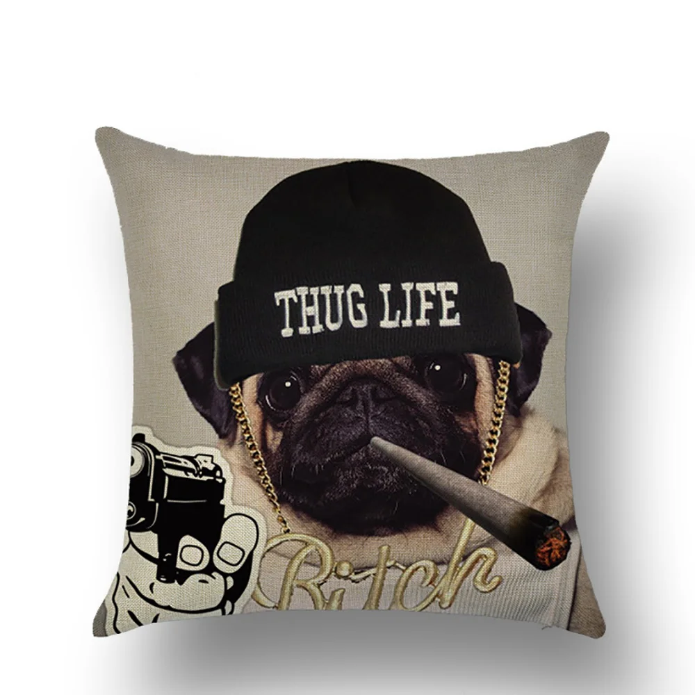 

Lychee DIY Cartoon Dog Series Pillow Cases Colorful Linen 45x45cm Pillow Cases For Bedroom Home Office