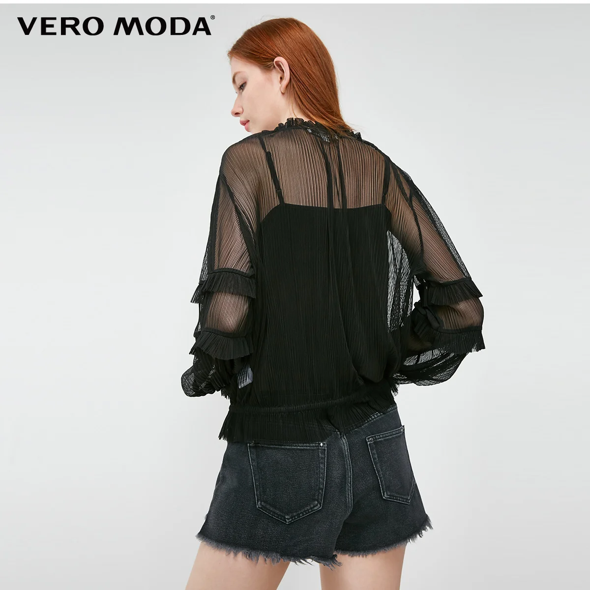 Vero Moda, Новое поступление, плиссированные Многослойные рукава, двухкомпонентный солнцезащитный Топ, шифоновая рубашка | 319102501