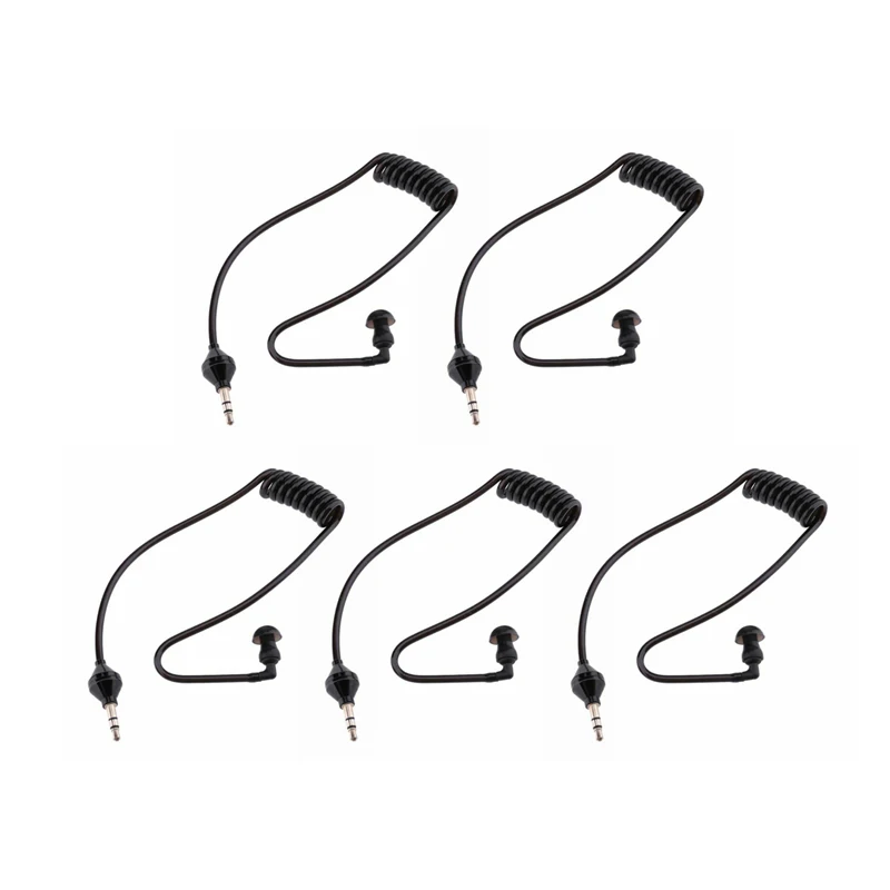 AABB-5Pcs наушники с одним прослушиванием 3,5 мм спиральные кабели монофункциональный наушник в ухо стерео гарнитура только для прослушивания