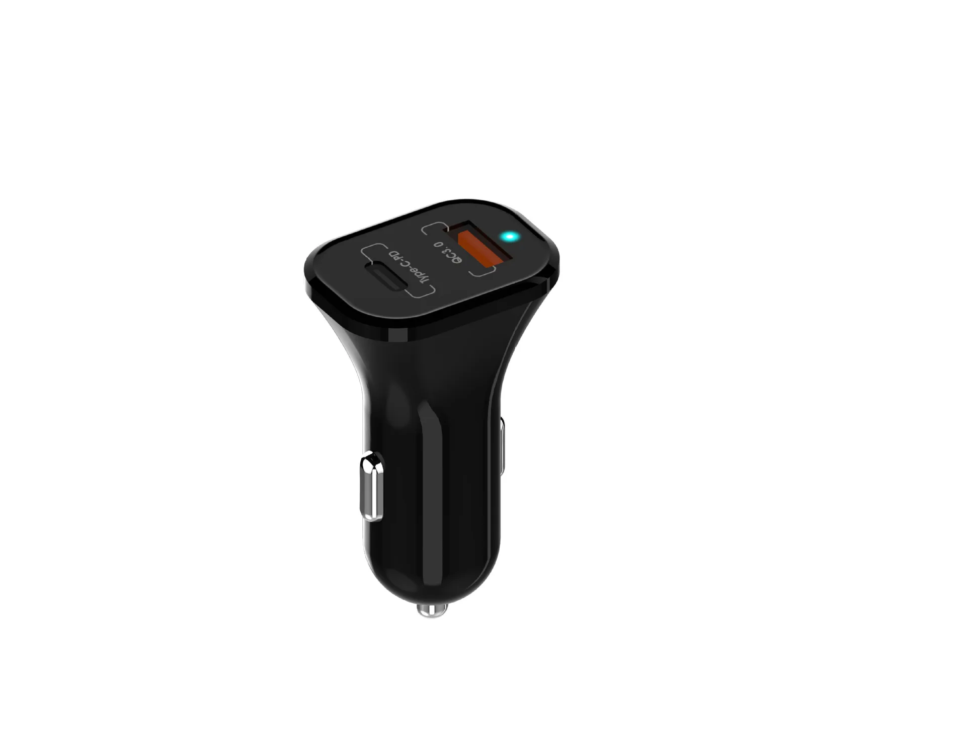 Автомобильное зарядное устройство QC3.0 с двумя портами USB+ TYPEC-PD автомобильное зарядное устройство для мобильного телефона 2.4A Быстрая зарядка