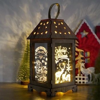

Christmas LED Simulation Light Oil Lamp Xmas Candle Hollow Night Light Hanging Ornament Craft Christmas Lanterns Decor