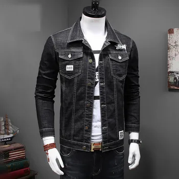 

2020 autumn winter new men's denim jacket men stretch Korean fashion trend Slim plus velvet denim coat casual warm outerwear