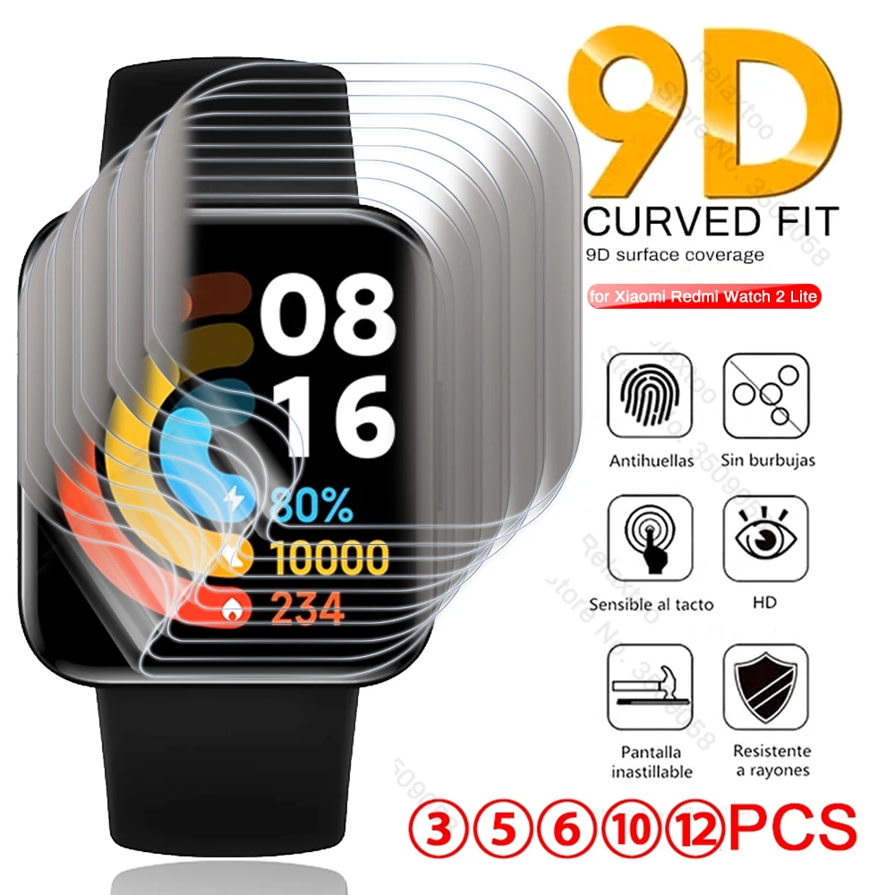 3-12PCS 9D Curved Hydrogel Film For Xiaomi Mi Watch 2 Lite 2Lite Protective for Redmi Watch2 Light Smartwatch Not Glass | Электроника