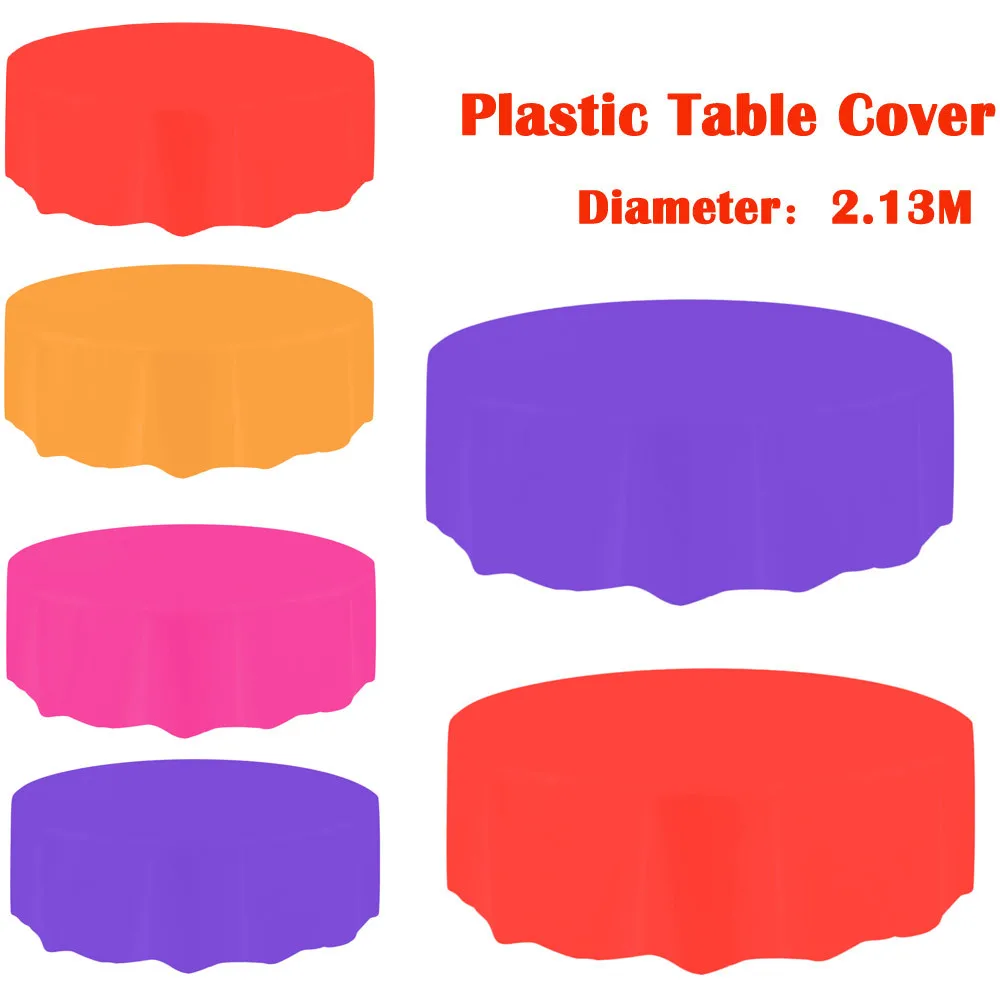 

Large Plastic Circular Table Cover Cloth Wipe Clean Party Tablecloth Covers Disposable tableware party wedding tablecloth set