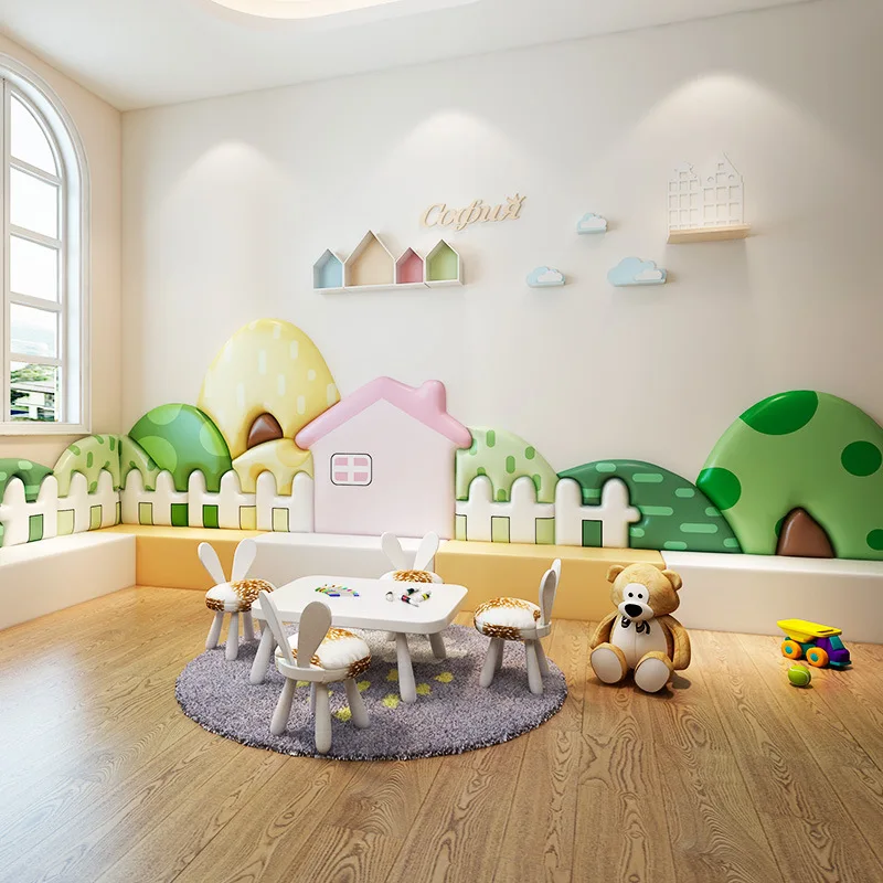 

Color Bee Knit Spring Paradise Kindergarten Anticollision Self-Adhesive Wall Stickers Soft Bag izable
