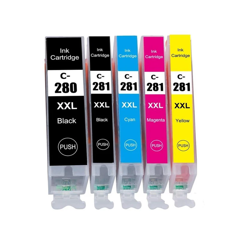 

280XXL 281XXL Ink Cartridge Replacement for Canon PGI-280XXL CLI-281XXL PGI 280 XXL CLI 281 XXL 5-PACK (PGBK/BK/C/M/Y) for Canon