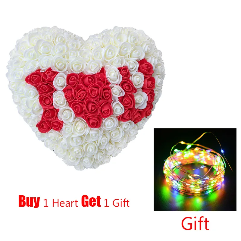 Многоцветный Dropshipping 30CM Artificial Rose Heart Shaped with LED Light for Valentine's Day Birthday New Year Gifts Love Gift - Цвет: Многоцветный