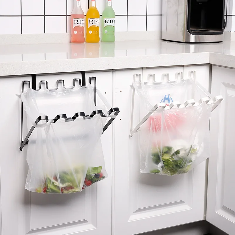 US SALE Kitchen Cabinet Door Trash Rack Style Storage Garbage Bags Holder Hanger 