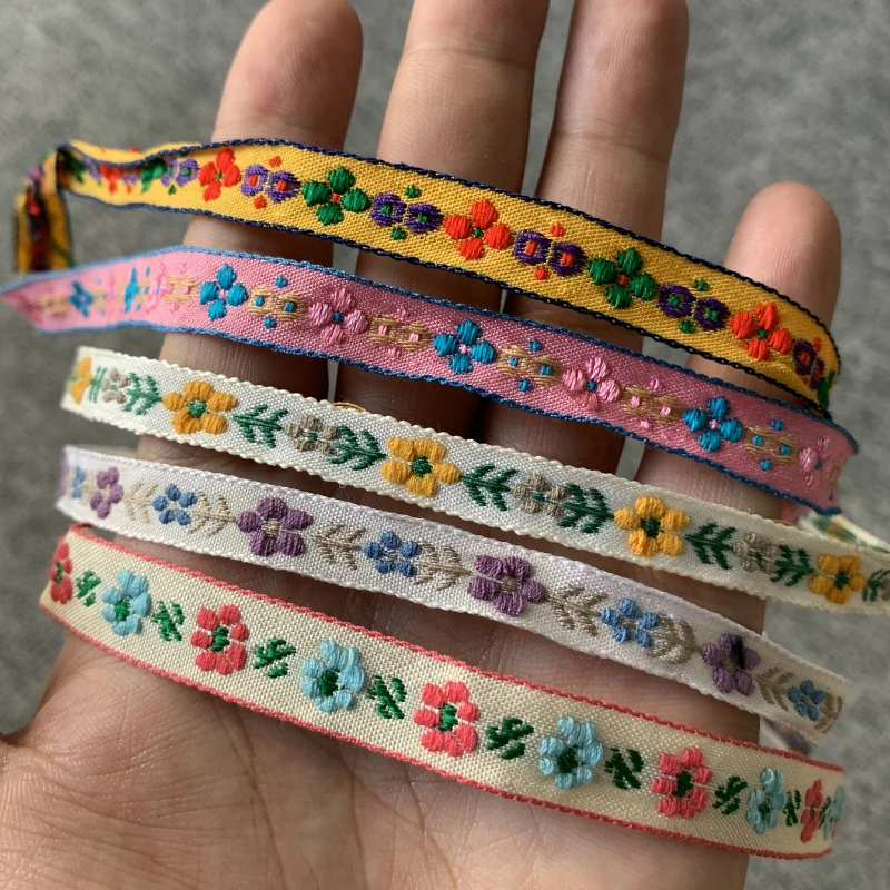 Ribbon Decoration Ribbon Supplies 3YARD 3/8 INCH 9-11MM Ethnic Embroidered Jacquard Ribbons Trim DIY For Decoration Handcraft Apparel Sewing Headwear