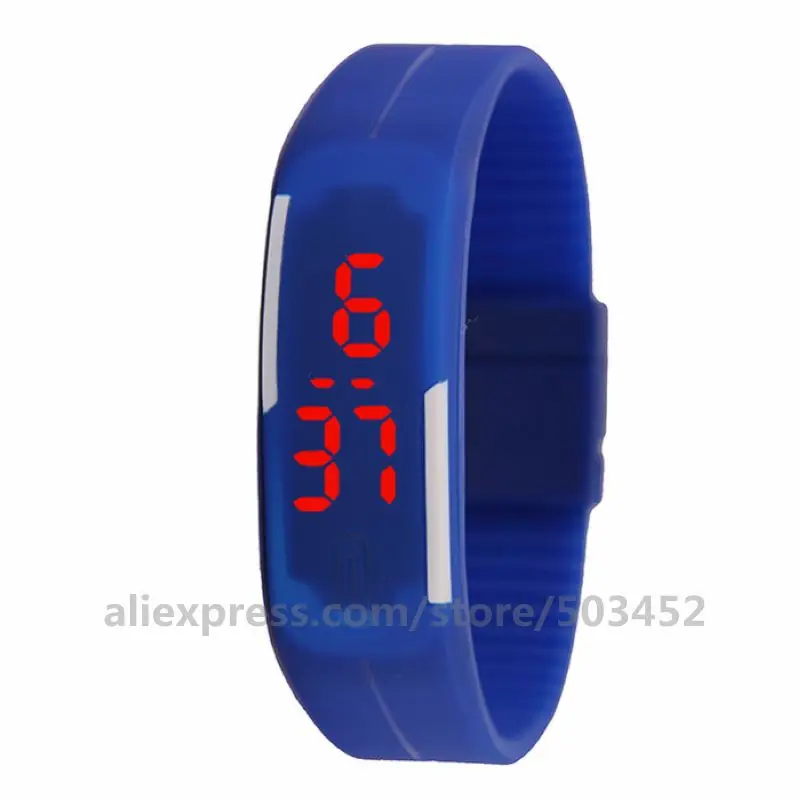 100 шт./лот, яркие силиконовые часы для бега, женские, с браслетом, цифровые, с ЖК-дисплеем, электронные, цифровые часы для мужчин, модные, Reloj Mujer Saat - Цвет: Dark Blue